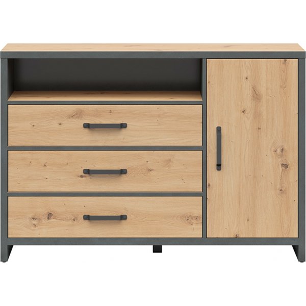 Weston ladekast 131 cm - Ambachtelijk eiken/grijs Weston ladekast 131 cm - Ambachtelijk eiken/grijs