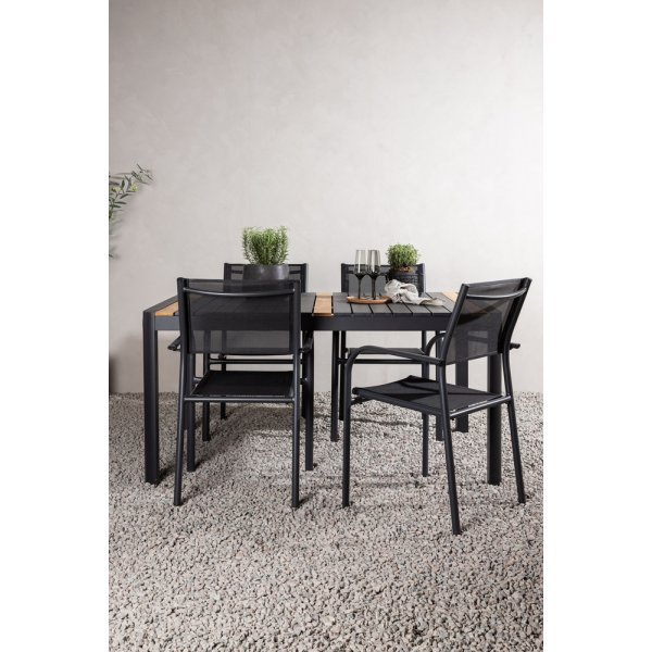 Togo utematgrupp med 4 st Santorini stolar - Svart/Teak Togo utematgrupp med 4 st Santorini stolar - Svart/Teak