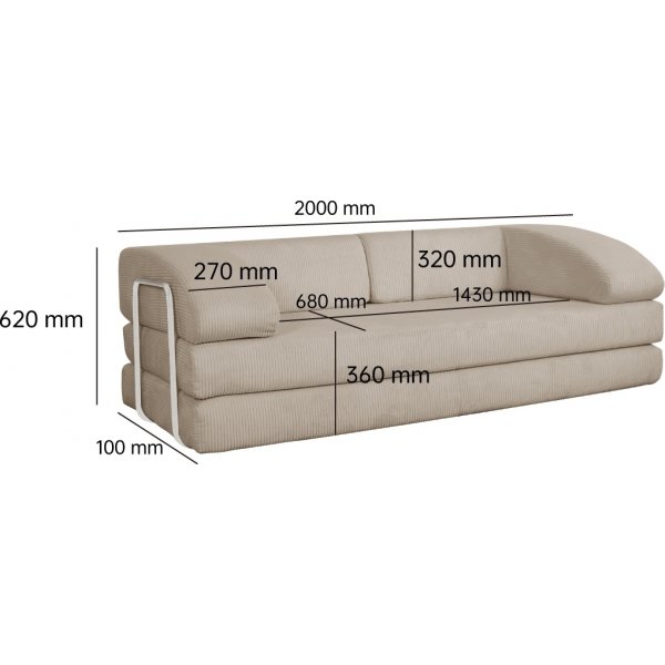 Lincoln 3-sits bddsoffa i beige manchester