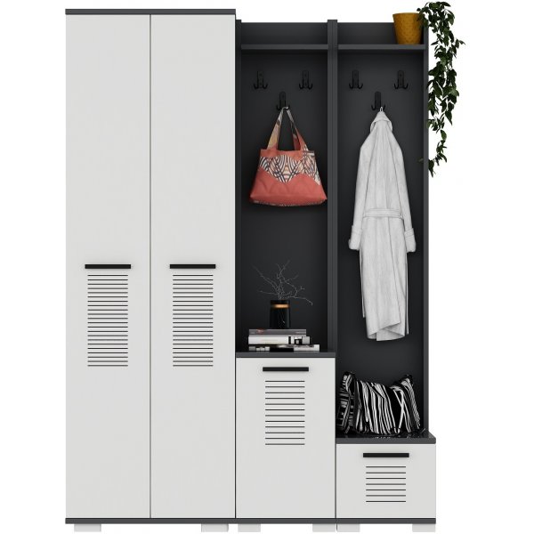Asimo kleerhanger 130 x 44,6 x 183 cm - Antraciet/wit