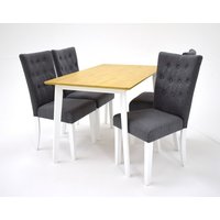 Sarek matgrupp - Bord inklusive 4 st Crocket stolar - Vit/ek Sarek matgrupp - Bord inklusive 4 st Crocket stolar - Vit/ek