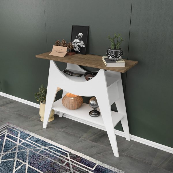 Ese avlastnigsbord 100 x 35 cm - Vit/valnöt Ese avlastnigsbord 100 x 35 cm - Vit/valnöt