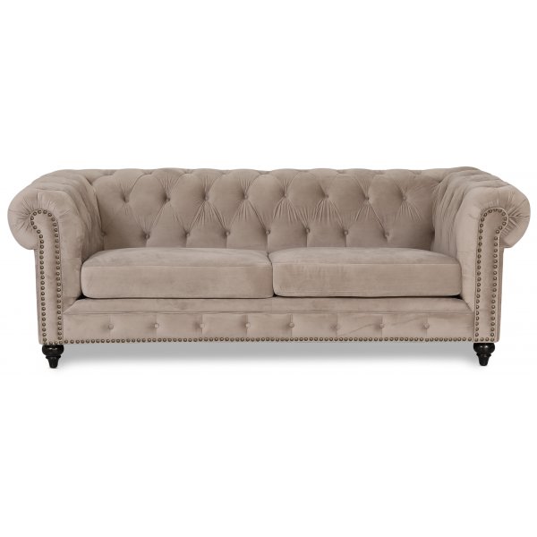 Chesterfield Montgomery 3-sits soffa - Beige sammet