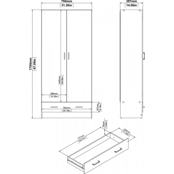 Garderob vit 80 cm bred med 170,5 cm hög Garderob vit 80 cm bred med 170,5 cm hög