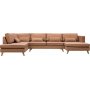 U-soffa med ppet avslut - Cognac