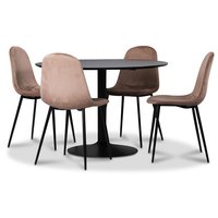 Seat matgrupp, matbord med 4 st Carisma sammetsstolar - Svart/Korall Seat matgrupp, matbord med 4 st Carisma sammetsstolar - Svart/Korall