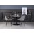 Groupe de salle  manger Plaza, table en marbre avec 4 chaises en velours Tho - Gris/Blanc/Noir