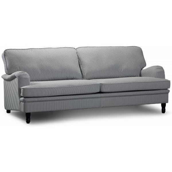 Howard Deluxe 4-sits soffa - Randig Bl/Vit