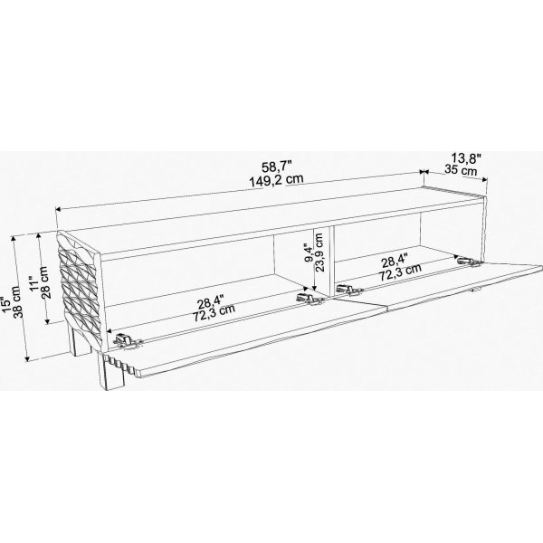 Banc multimédia Lerze - Chêne saphir/blanc Banc multimédia Lerze - Chêne saphir/blanc
