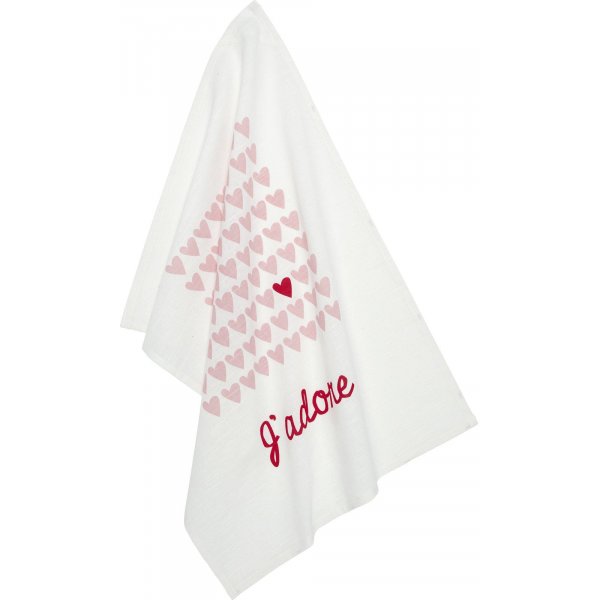 Torchon de cuisine J'adore 50 x 70 cm - Rose
