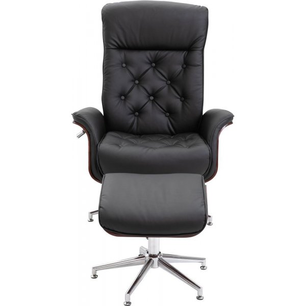 Milos fåtölj med fotpall (Recliner) - Svart PU Milos fåtölj med fotpall (Recliner) - Svart PU