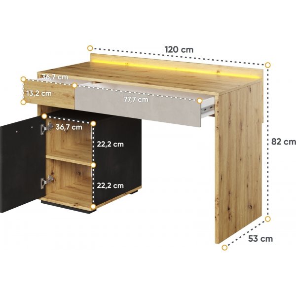 Qubic skrivbord - Artisan ek/grå/svart Qubic skrivbord - Artisan ek/grå/svart