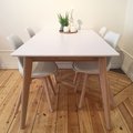 Kundbild Century matbord 160 cm - Vit/Ljus ek (HPL)