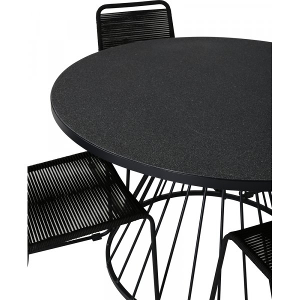 Tropea utematgrupp med 4 st Lindos stolar - Svart/Grå Tropea utematgrupp med 4 st Lindos stolar - Svart/Grå