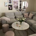 Kundbild Accent runt soffbord i marmor �85 med m�ssings underrede: S� n�jd med v�rat nya marmorbord!