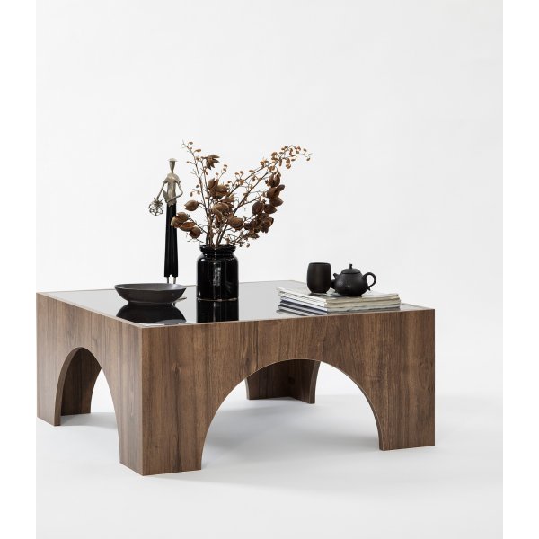 Table basse Seine 80 x 80 cm - Noyer/gris fonc