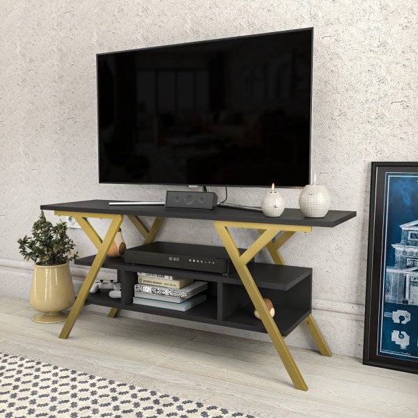Minerva TV-bänk - Guld/antracit Minerva TV-bänk - Guld/antracit