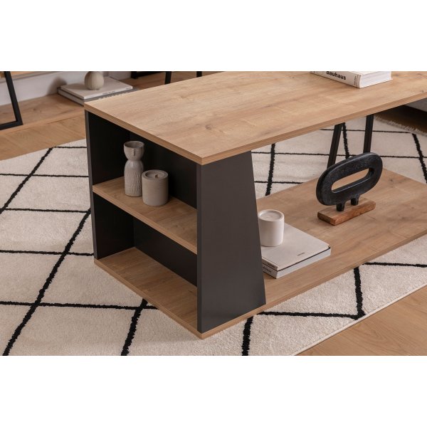 Table basse Lissa 120 x 50 cm - Chne saphir/noir