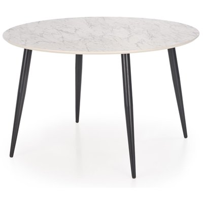 Belagio matbord runt 120 cm - Vit marmor/svart