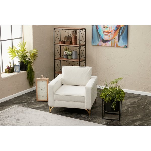 Fauteuil Berlin - Blanc crème/or Fauteuil Berlin - Blanc crème/or