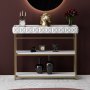 Table console Zumrut 102 x 32 cm - Blanc/or