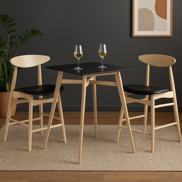 Barbord inklusive 2 st barstolar - Whitewash/svart