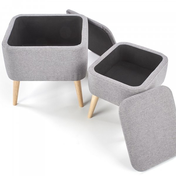 Gerard pallar med förvaring set om 2 - Ljusgrå + Fläckborttagare för möbler Gerard pallar med förvaring set om 2 - Ljusgrå + Fläckborttagare för möbler