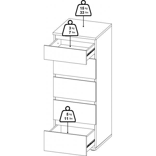 Nova smal dressoir met 5 laden - Eiken Nova smal dressoir met 5 laden - Eiken