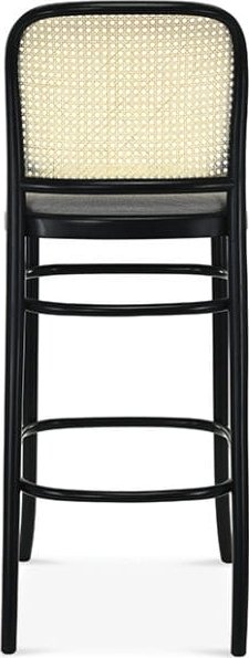 Tabouret de bar No 811 avec dossier en rotin - Couleur du cadre et du revêtement au choix Tabouret de bar No 811 avec dossier en rotin - Couleur du cadre et du revêtement au choix