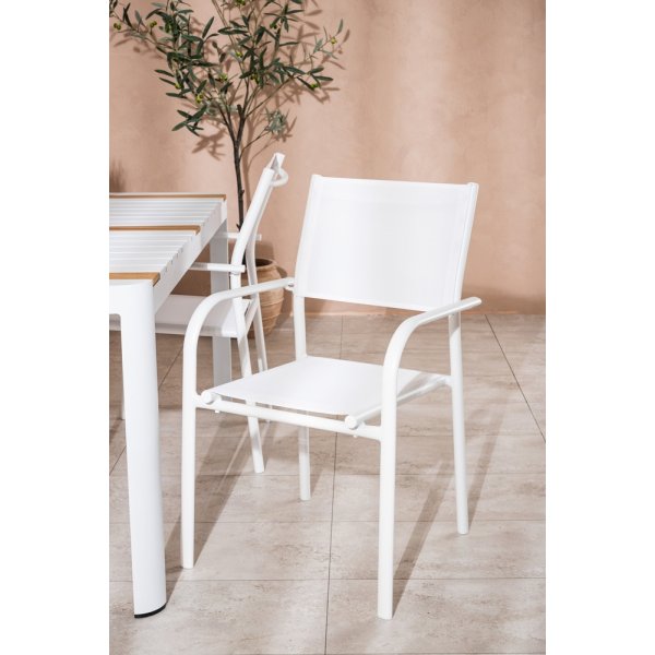 Togo utematgrupp med 4 st Santorini stolar - Teak/Vit Togo utematgrupp med 4 st Santorini stolar - Teak/Vit
