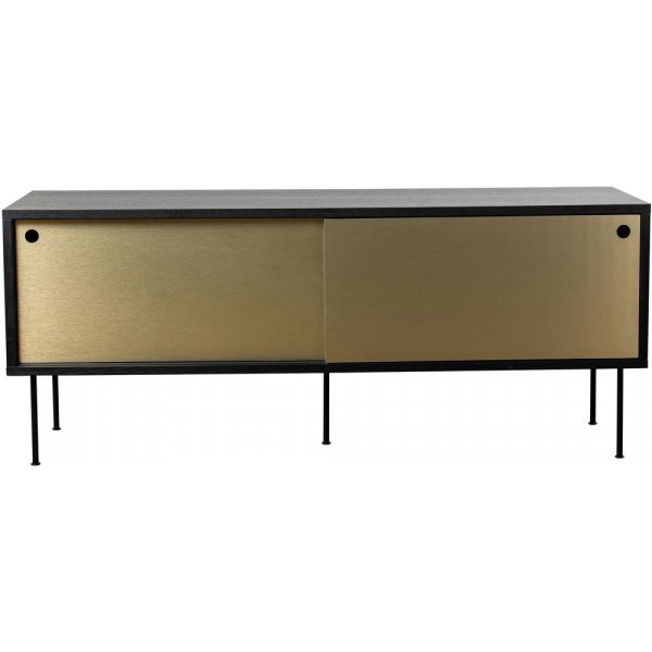 Volume mediabnk 132 cm - Svart/mssing