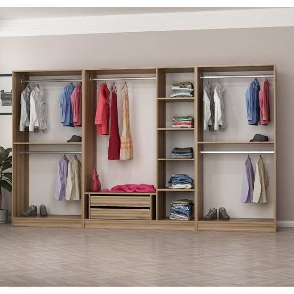 Cavolo kledingkast 315x52x210 cm, variant A - Bruin Cavolo kledingkast 315x52x210 cm, variant A - Bruin