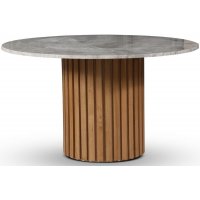 Alunda matbord Ø130 cm - Oljad ek / Silver marmor