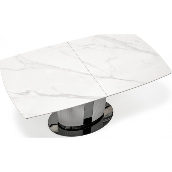 Table à manger Dancan 160-220 x 90 cm - Marbre blanc/gris Table à manger Dancan 160-220 x 90 cm - Marbre blanc/gris