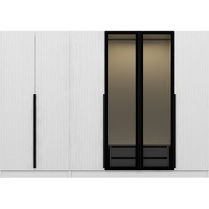 Armoire Cikani avec porte miroir 225x52x210 cm - Blanc