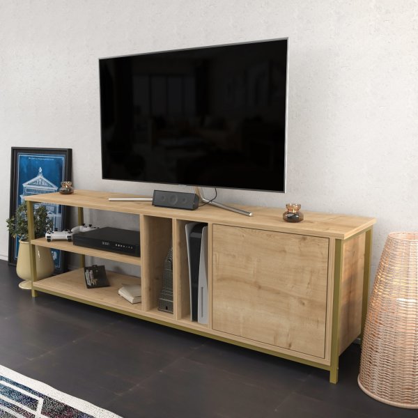 Oneida TV-bänk - Guld/ek Oneida TV-bänk - Guld/ek