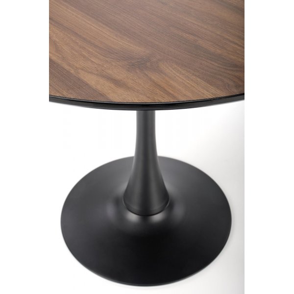 Olmo matbord 90 cm i valnt/svart med 4st Alfred matstol i beige sammet och valnt ben