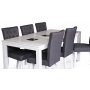 Milla matgrupp; matbord 180x90 cm med 6 st gra Crocket matstolar