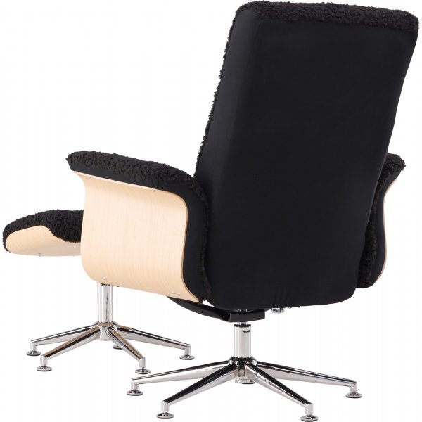 Hagn reclinerftlj med fotpall - Svart/oljad ek + Textilrengring fr mbler