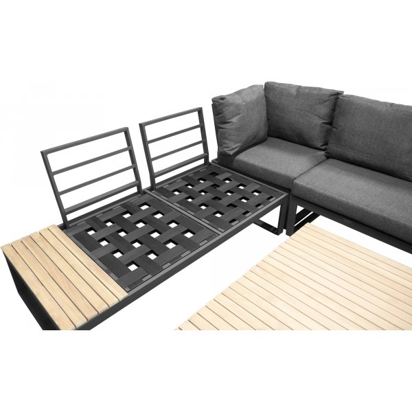 Ensemble salon Panama - Gris/noir/acacia Ensemble salon Panama - Gris/noir/acacia