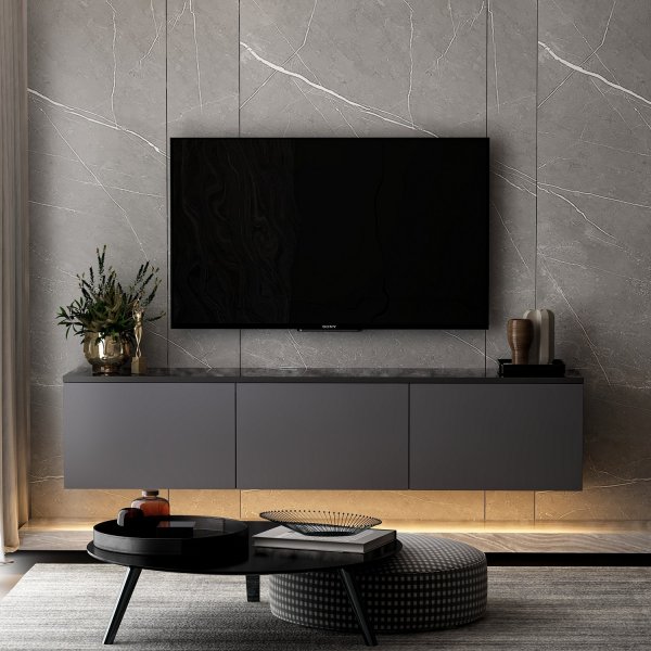 Meuble TV Neon avec clairage LED - Anthracite