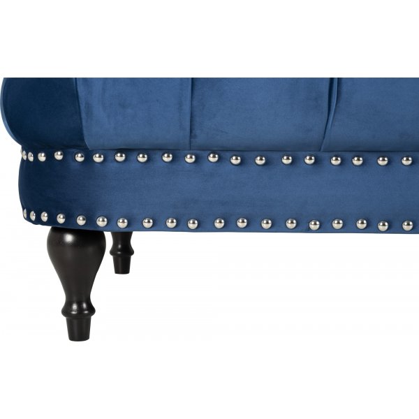 Soffa chesterfield 3-sits soffa i bl sammet