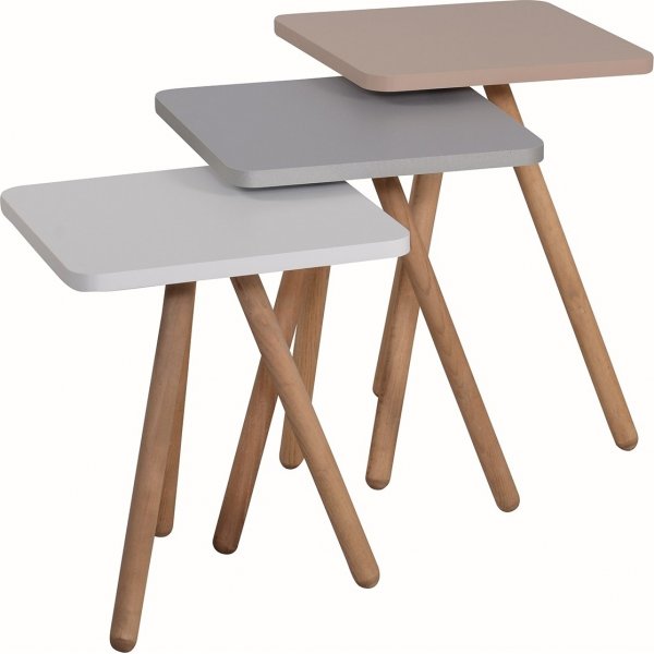 Driedubbel gedekte tafel 34 x 34 cm - Wit/cappuccino/grijs Driedubbel gedekte tafel 34 x 34 cm - Wit/cappuccino/grijs