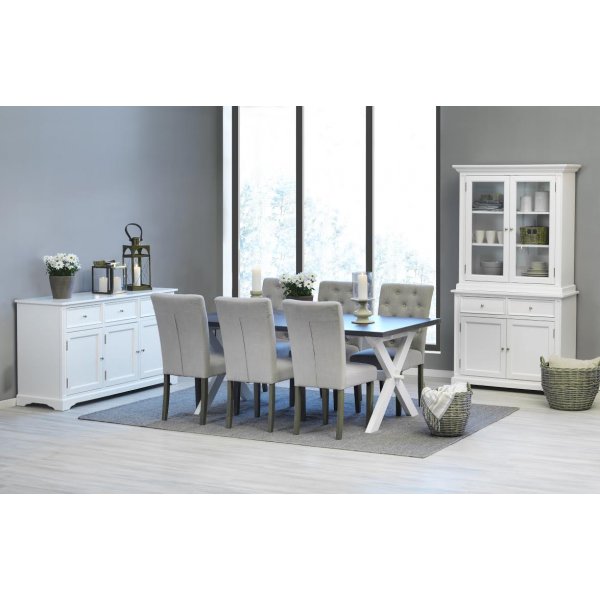 Nomi matbord med vita X-ben - Brunbetsat ek Nomi matbord med vita X-ben - Brunbetsat ek