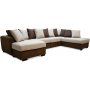 Delux U-soffa med ppet avslut hger - Brun/Beige/Vintage