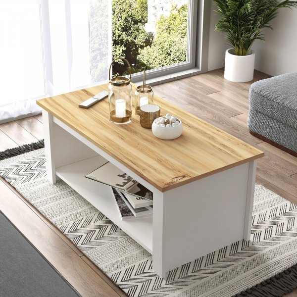 Luvio soffbord 14, 100x50 cm - Ek/vit Luvio soffbord 14, 100x50 cm - Ek/vit