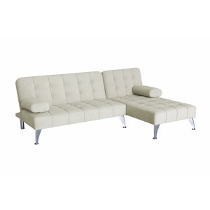 Divansoffa med bäddfunktion beige sammet Divansoffa med bäddfunktion beige sammet