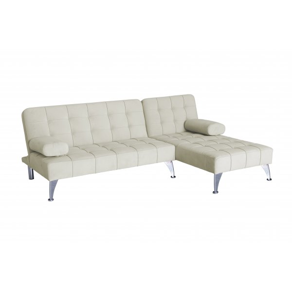 Divansoffa med bddfunktion beige sammet