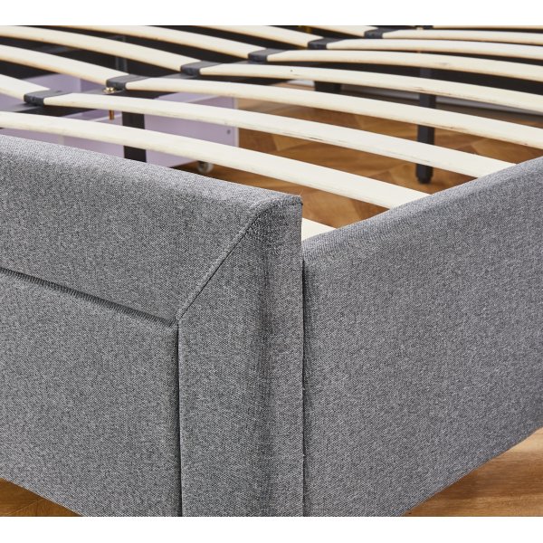 Elm hol grijs bedframe met opbergruimte 180 x 200 cm + Meubelpoten Elm hol grijs bedframe met opbergruimte 180 x 200 cm + Meubelpoten