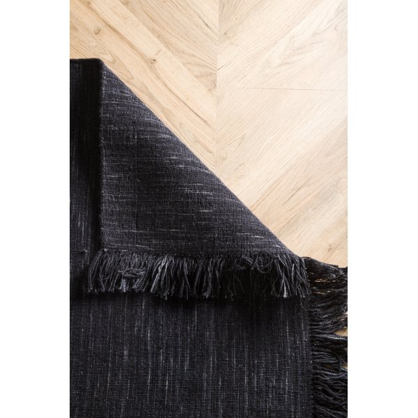 Elton platgeweven wollen vloerkleed - Zwart Elton platgeweven wollen vloerkleed - Zwart